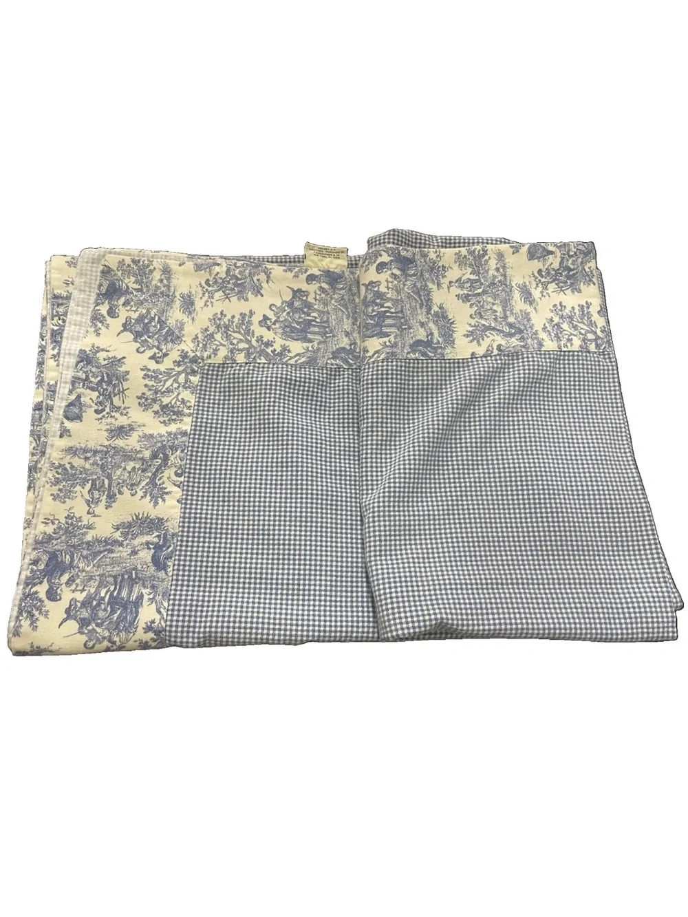 Title: Waverly Blue Gingham Pastoral Toile Tablecloth 88x124 French Country